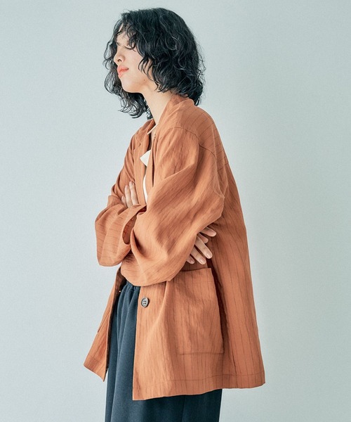 LEPSIM(レプシィム)の「ストライプジャケットライクシャツ 289445(シャツ/ブラウス・レディース・アイボリー/ブラウン・FREE)」の7枚目の写真