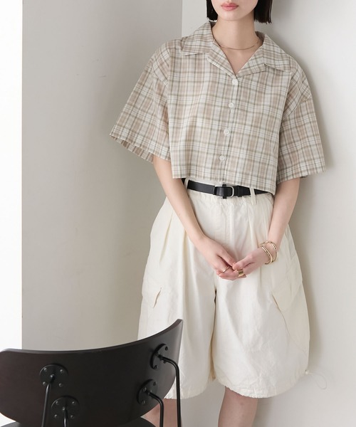 胡麻 イエローチェックセットアップM forksy.（フォルクシー）の「【forksy.】チェックセーラーカラー