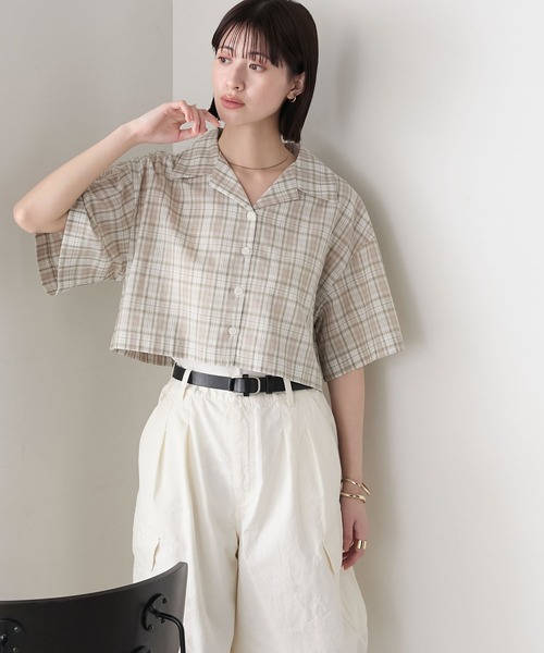 forksy.(フォルクシー)の「【forksy.】マドラスチェック オープンカラー ショート丈シャツ(シャツ/ブラウス・レディース・グレー系/ネイビー系/ブラウン系・FREE)」の19枚目の写真