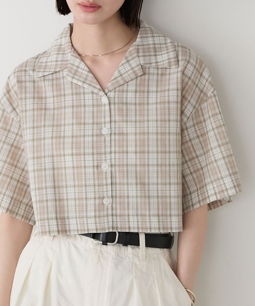forksy.(フォルクシー)の「【forksy.】マドラスチェック オープンカラー ショート丈シャツ(シャツ/ブラウス・レディース・グレー系/ネイビー系/ブラウン系・FREE)」の20枚目の写真