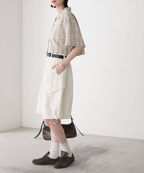 forksy.】マドラスチェック オープンカラー ショート丈シャツ forksy