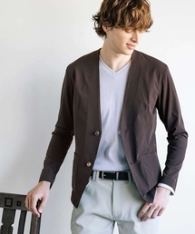 MK MICHEL KLEIN HOMME  | 【セットアップ対応】ノーカラーカーディガンジャケット/ニュートラルストレッチ(カーディガン/ボレロ)