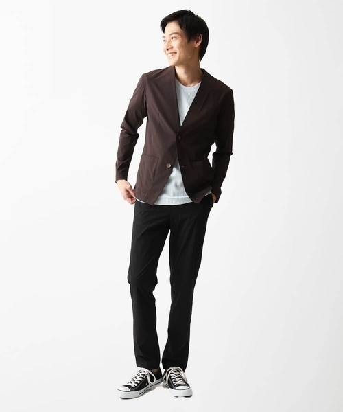 MK MICHEL KLEIN HOMME (エムケーミッシェルクランオム)の「【セットアップ対応】ノーカラーカーディガンジャケット/ニュートラルストレッチ(カーディガン/ボレロ・メンズ・ブラック/ライトブラウン・48/51/46)」の14枚目の写真