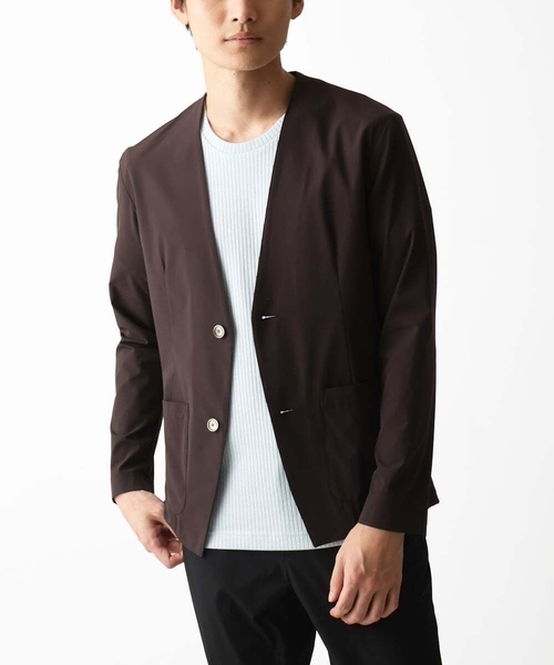 MK MICHEL KLEIN HOMME (エムケーミッシェルクランオム)の「【セットアップ対応】ノーカラーカーディガンジャケット/ニュートラルストレッチ(カーディガン/ボレロ・メンズ・ブラック/ライトブラウン・48/51/46)」の15枚目の写真