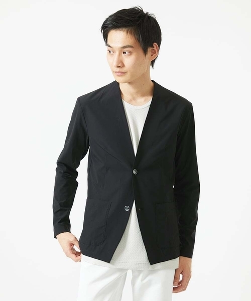 MK MICHEL KLEIN HOMME (エムケーミッシェルクランオム)の「【セットアップ対応】ノーカラーカーディガンジャケット/ニュートラルストレッチ(カーディガン/ボレロ・メンズ・ブラック/ライトブラウン・48/51/46)」の8枚目の写真