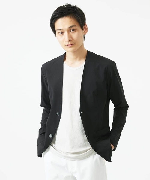 MK MICHEL KLEIN HOMME (エムケーミッシェルクランオム)の「【セットアップ対応】ノーカラーカーディガンジャケット/ニュートラルストレッチ(カーディガン/ボレロ・メンズ・ブラック/ライトブラウン・48/51/46)」の21枚目の写真