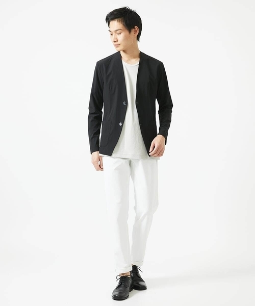 MK MICHEL KLEIN HOMME (エムケーミッシェルクランオム)の「【セットアップ対応】ノーカラーカーディガンジャケット/ニュートラルストレッチ(カーディガン/ボレロ・メンズ・ブラック/ライトブラウン・48/51/46)」の16枚目の写真