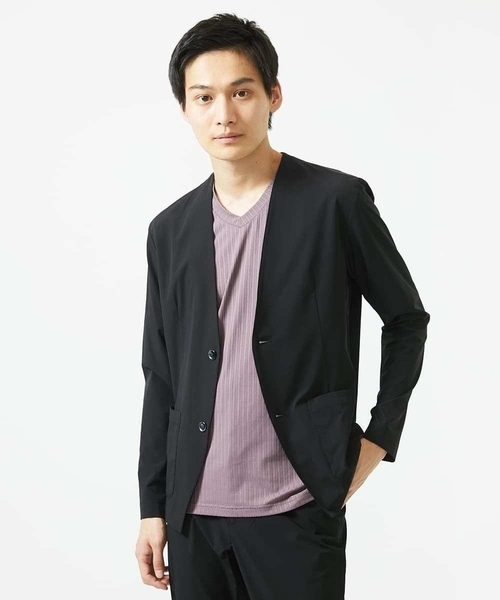 MK MICHEL KLEIN HOMME (エムケーミッシェルクランオム)の「【セットアップ対応】ノーカラーカーディガンジャケット/ニュートラルストレッチ(カーディガン/ボレロ・メンズ・ブラック/ライトブラウン・48/51/46)」の19枚目の写真