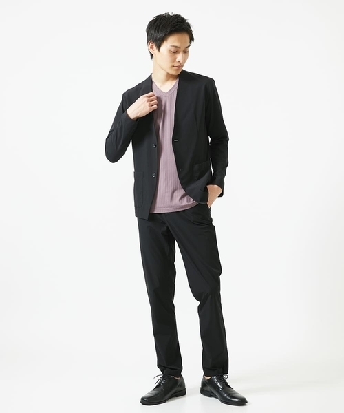 MK MICHEL KLEIN HOMME (エムケーミッシェルクランオム)の「【セットアップ対応】ノーカラーカーディガンジャケット/ニュートラルストレッチ(カーディガン/ボレロ・メンズ・ブラック/ライトブラウン・48/51/46)」の20枚目の写真