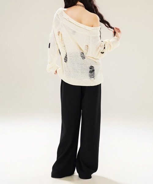 HOOK(フック)の「【HOOK】for girls ダメージデザインスプラッシュプリントニットトップス (SS)(ニット/セーター・レディース・ベージュ・SMALL/MEDIUM)」の17枚目の写真