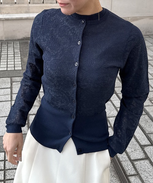 JENNE（ジェンヌ）の「ステンドグラス編みカーディガン（カーディガン/ボレロ・レディース・ブラック/ネイビー/ホワイト・SMALL/MEDIUM/LARGE）」の16枚目の写真