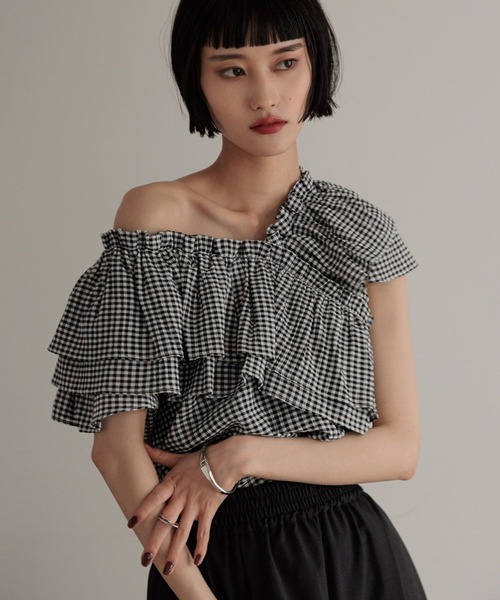 LOWRYS FARM(ローリーズファーム)の「アシメフリルギャザーSS 322948(シャツ/ブラウス・レディース・ホワイト/ブラウン/ブラック/その他・FREE)」の8枚目の写真