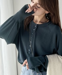 ニット セーター モヘア前後２ｗａｙヘンリーネックニット レディース セール】モヘア前後2wayヘンリーネックニット（ニット