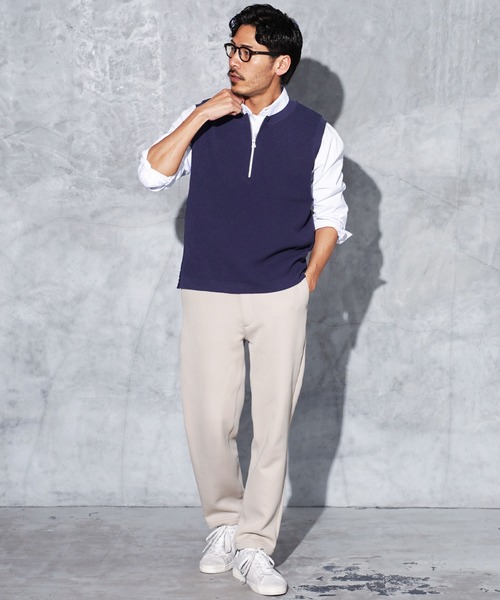 jiggys shop(ジギーズショップ)の「ワッフルニット ハーフジップ ベスト(ベスト・メンズ・チャコールグレー/ブラック/ライトグレー/ネイビー・MEDIUM/LARGE/X-LARGE)」の16枚目の写真