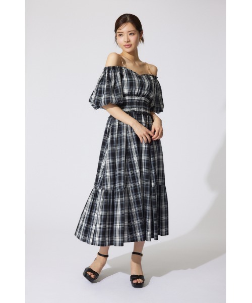 新品未使用タグ付き☆rienda　バルーンスリーブフレアワンピース セール】バルーンスリーブフレアワンピース 夏服 半袖