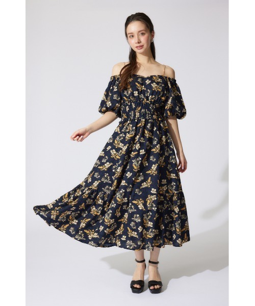 rienda(リエンダ)の「バルーンスリーブフレアワンピース 夏服 半袖(ワンピース・レディース・ブルー系その他3/ブラック系その他/ピンク・SMALL/MEDIUM)」の9枚目の写真