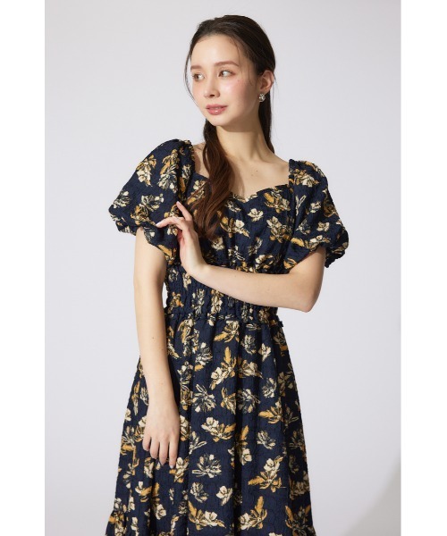 rienda バルーンスリーブフレアワンピース セール】バルーンスリーブフレアワンピース 夏服 半袖