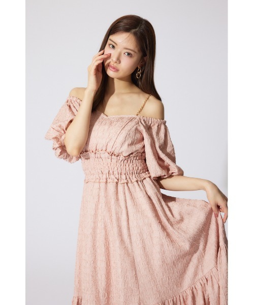 バルーンスリーブフレアワンピース 夏服 半袖（ワンピース