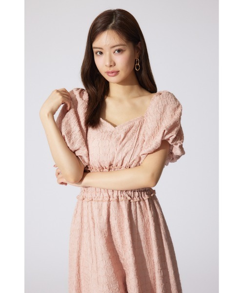 rienda バルーンスリーブフレアワンピース セール】バルーンスリーブフレアワンピース 夏服 半袖