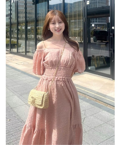バルーンスリーブフレアワンピース 夏服 半袖（ワンピース