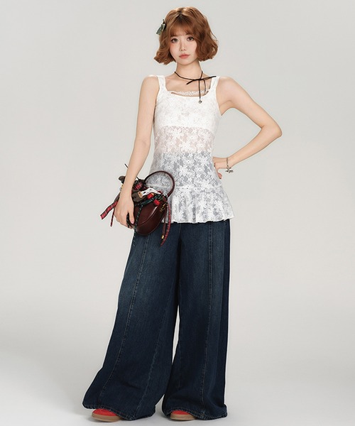【新品】sheller♡ ノースリーブドットペプラムトップス 新品】sheller♡ ノースリーブドットペプラムトップス