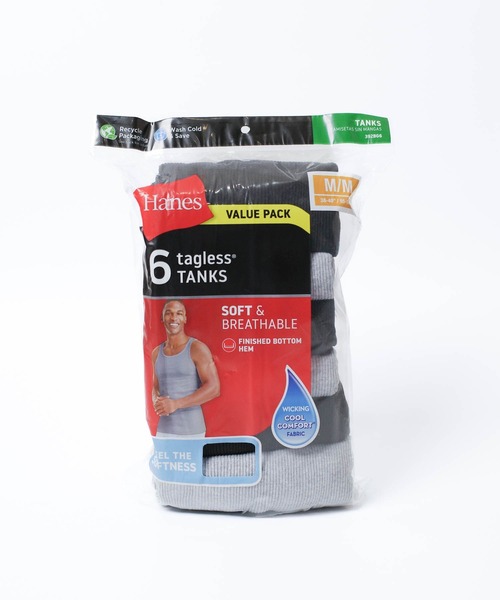 HANES（ヘインズ）の「【Hanes/ヘインズ】6P BLACK＆GRAY TAGLESS COMFORTSOFT TANKS 6枚組 ブラック＆グレー タグレス タンクトップ（タンクトップ・メンズ・その他・SMALL/XX-LARGE/X-LARGE/LARGE/MEDIUM）」の3枚目の写真