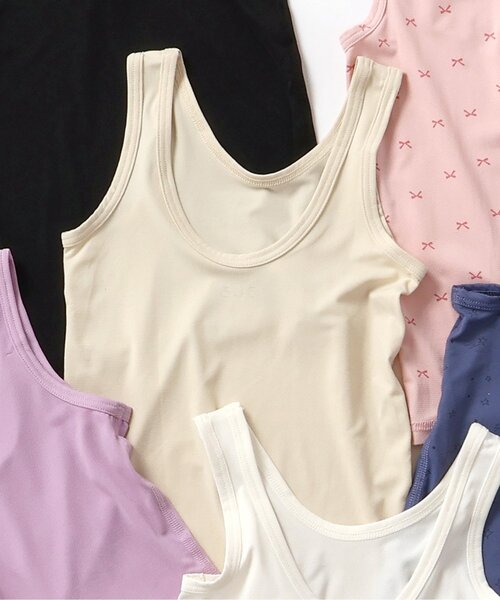apres les cours（アプレレクール）の「【WEB限定/ジュニア対応】ひんやりメッシュ深あきインナータンク（インナーウェア/肌着・キッズ・ブラック/オフホワイト/ベージュ/パープル/ネイビー/ピンク・90/100/110/120/80/130/140）」の4枚目の写真