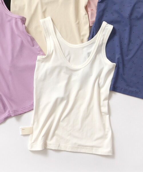 apres les cours（アプレレクール）の「【WEB限定/ジュニア対応】ひんやりメッシュ深あきインナータンク（インナーウェア/肌着・キッズ・ブラック/オフホワイト/ベージュ/パープル/ネイビー/ピンク・90/100/110/120/80/130/140）」の2枚目の写真