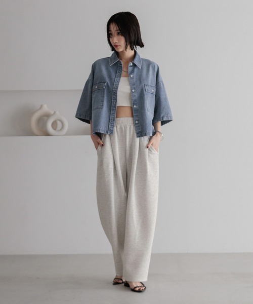 LOWRYS FARM(ローリーズファーム)の「デニムショートシャツSS 490262(シャツ/ブラウス・レディース・チャコールグレー/ブルー・FREE)」の8枚目の写真