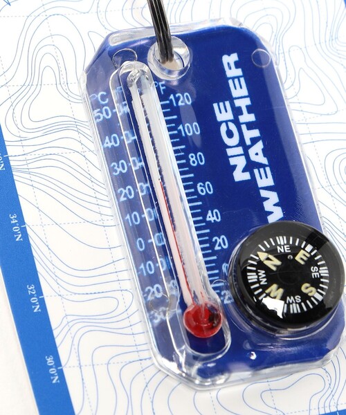 ナイスウェザー温度計キーリングホワイト NICE WEATHER＞COMPASS&THERMOMETER キーリング（その他雑貨