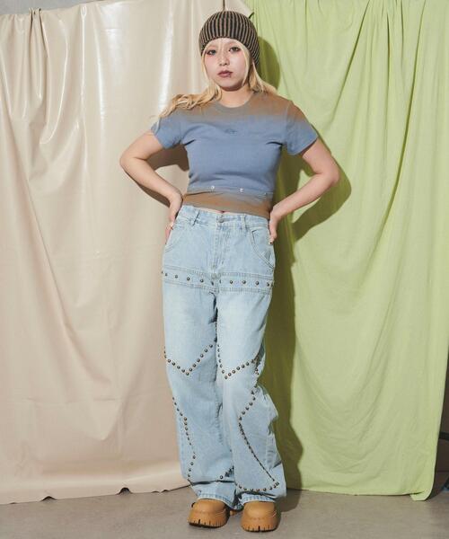 dispark（ディスパーク）の「DISPARK/スタッズグラデピチT（Tシャツ/カットソー・レディース・ブルー/ホワイト・FREE）」の4枚目の写真