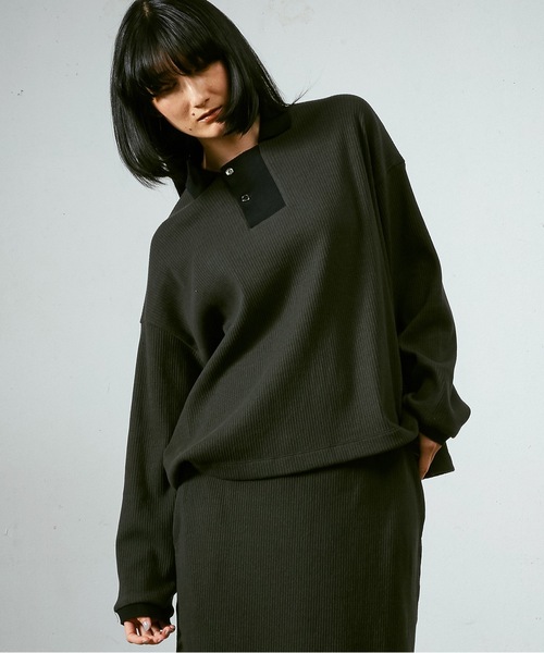 Dulcamara 24SS ワッフルSスリーブポロ　キナリ Dulcamara 24SS ワッフルSスリーブポロ キナリ Dulcamara (ドゥルカマラ)