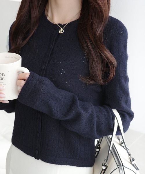 セール】【mily bilet】編地でこっそり、女の子っぽ。アイレット柄