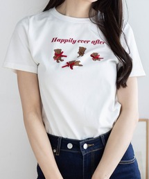 clear | クマプリントリボン付きTシャツ[バレエコア ガーリー]≪2025SS新作≫(Tシャツ/カットソー)