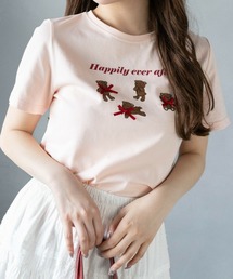 clear | クマプリントリボン付きTシャツ[バレエコア ガーリー]≪2025SS新作≫(Tシャツ/カットソー)