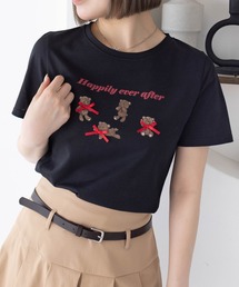 clear | クマプリントリボン付きTシャツ[バレエコア ガーリー]≪2025SS新作≫(Tシャツ/カットソー)