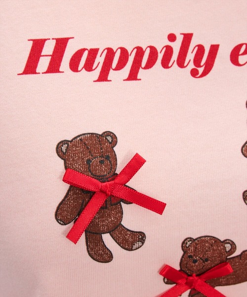 clear（クリア）の「クマプリントリボン付きTシャツ[バレエコア ガーリー]（Tシャツ/カットソー・レディース・ピンク/ブラック/オフホワイト・F）」の13枚目の写真