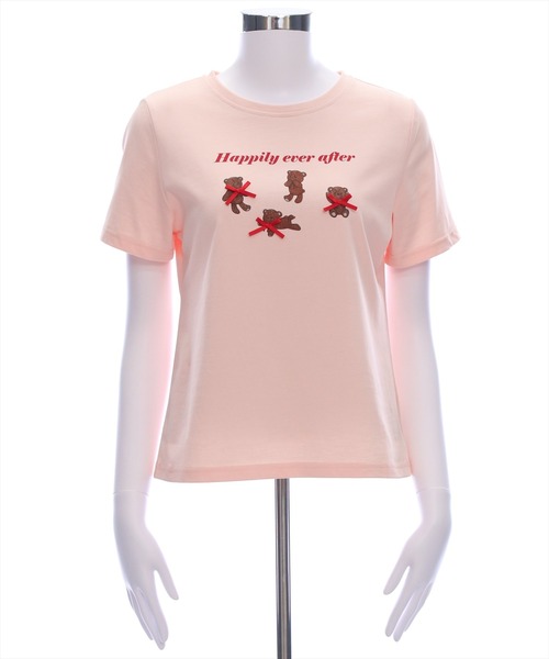 clear（クリア）の「クマプリントリボン付きTシャツ[バレエコア ガーリー]（Tシャツ/カットソー・レディース・ピンク/ブラック/オフホワイト・F）」の16枚目の写真