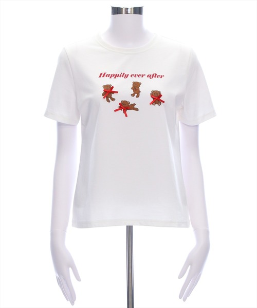 clear（クリア）の「クマプリントリボン付きTシャツ[バレエコア ガーリー]（Tシャツ/カットソー・レディース・ピンク/ブラック/オフホワイト・F）」の17枚目の写真