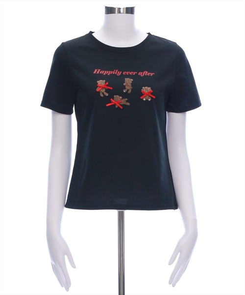 clear（クリア）の「クマプリントリボン付きTシャツ[バレエコア ガーリー]（Tシャツ/カットソー・レディース・ピンク/ブラック/オフホワイト・F）」の18枚目の写真