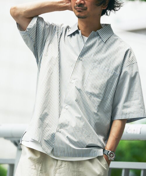 JOURNAL STANDARD relume(ジャーナルスタンダード レリューム)の「JAMES FABRIC / ジェームスファブリック レギュラーカラー 半袖シャツ(シャツ/ブラウス・メンズ・ライトブルー/ブルー/ブラウン系その他/ダークブルー/ブルー系その他・LARGE/SMALL/MEDIUM)」の4枚目の写真