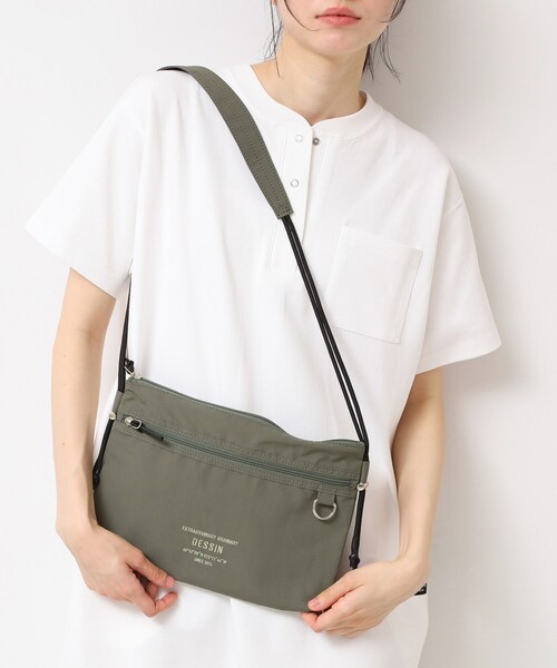Dessin(デッサン)の「ドローコードサコッシュ(ショルダーバッグ・レディース・モスグリーン/ブラック/オフホワイト・00)」の11枚目の写真