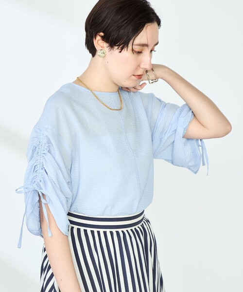 NOLLEY’S（ノーリーズ）の「ポコポコサッカー2WAYブラウス（シャツ/ブラウス・レディース・ブラック/サックスブルー/ホワイト系その他4・38）」の7枚目の写真