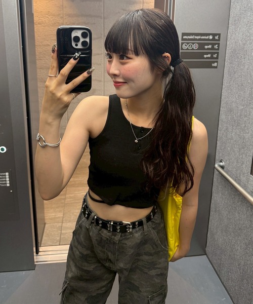 napinna maison×HIINA】カップ付きウエストリボンタンクトップ（タンク