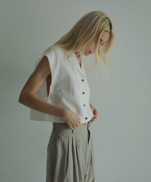 anuke（アンヌーク）の「Opencollar Linen Shirts（シャツ/ブラウス・レディース・ネイビー/ブラウン/アイボリー・FREE）」の8枚目の写真