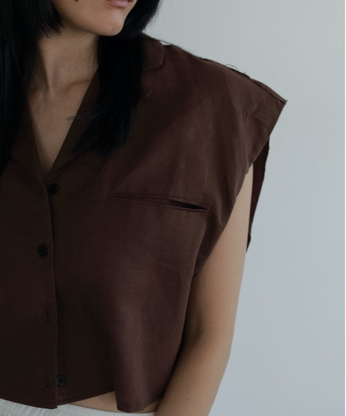 anuke（アンヌーク）の「Opencollar Linen Shirts（シャツ/ブラウス・レディース・ネイビー/ブラウン/アイボリー・FREE）」の14枚目の写真