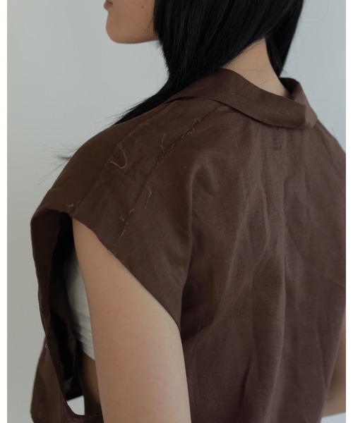 anuke（アンヌーク）の「Opencollar Linen Shirts（シャツ/ブラウス・レディース・ネイビー/ブラウン/アイボリー・FREE）」の15枚目の写真