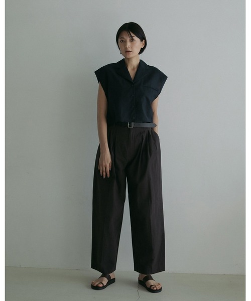 anuke（アンヌーク）の「Opencollar Linen Shirts（シャツ/ブラウス・レディース・ネイビー/ブラウン/アイボリー・FREE）」の4枚目の写真