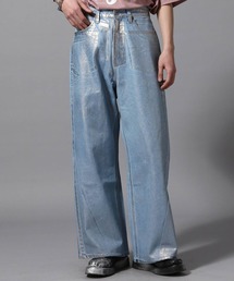 【ajouter flow】slash wide denim pants