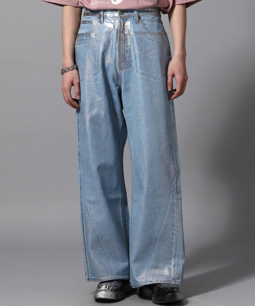 ajouter flow(アジューテフロー)の「【ajouter flow】slash wide denim pants(デニムパンツ・メンズ・ブラック/ライトブルー・M/L)」の21枚目の写真